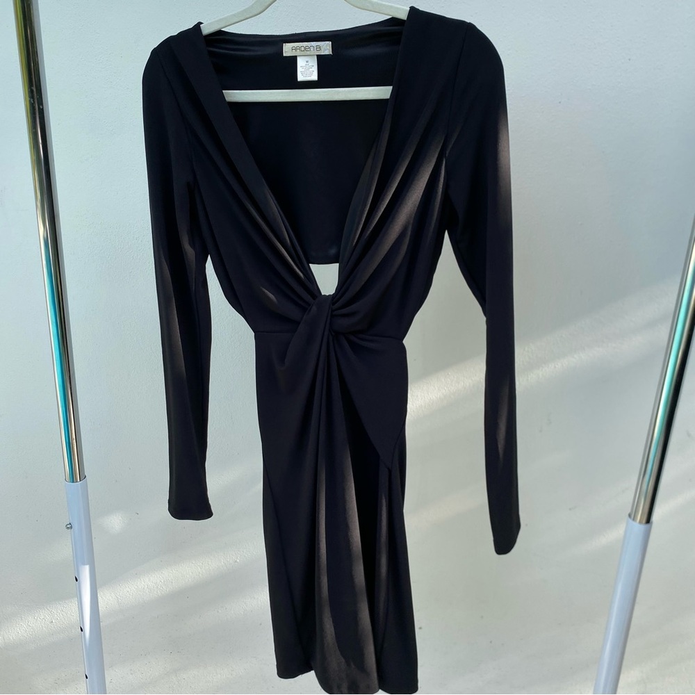 Y2K Arden B Black Slinky Long Sleeve Cutout Dress Size Medium